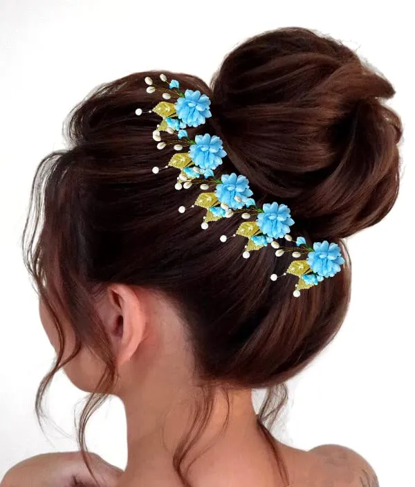 Sky_Blue_Artificial_Flower_With_Pearl_Bridal_Hair_Pin_Accessories_For_Women_&_Girls