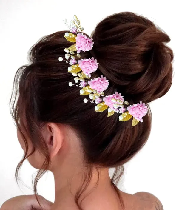 Pack_of_6_Baby_Pink_Artificial_Flower_With_Pearl_And_Metal_Leaf_Hair_Pin_Accessories_For_Women