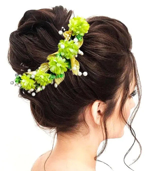 Green_Artificial_Flower_Hair_Vein,_Fancy_Bridal_Hair_Pin_For_Women_&_Girls