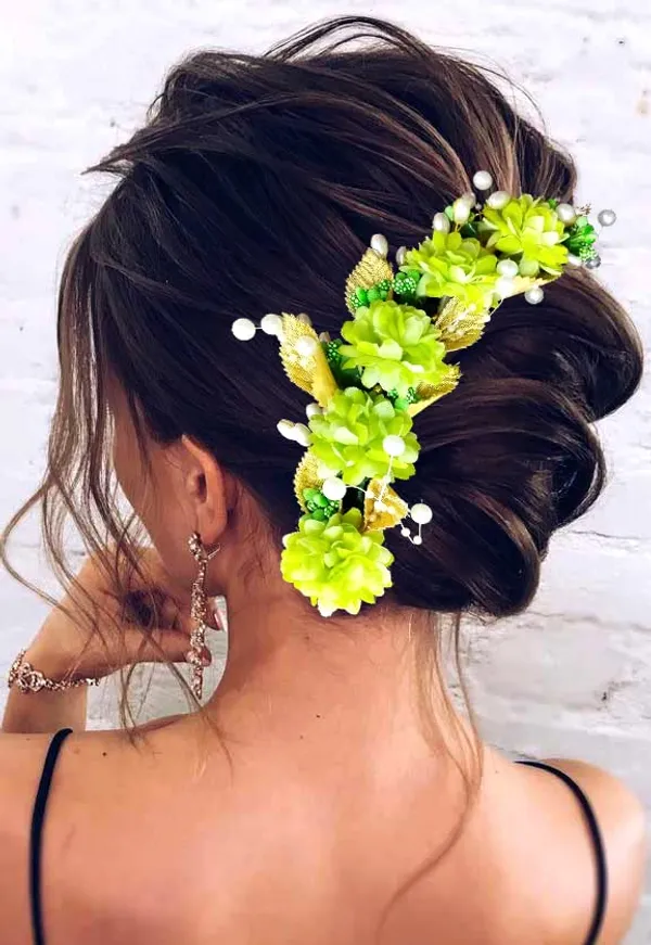 Green_Artificial_Flower_Hair_Vein,_Fancy_Bridal_Hair_Pin_For_Women_&_Girls