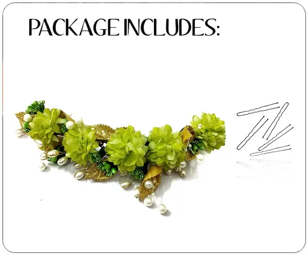 Green_Artificial_Flower_Hair_Vein,_Fancy_Bridal_Hair_Pin_For_Women_&_Girls