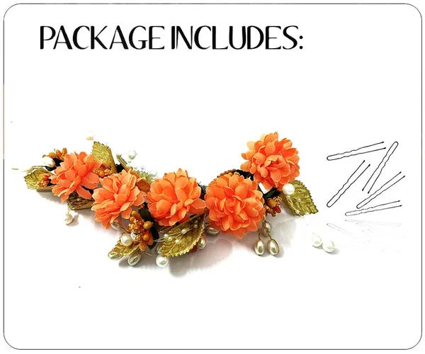 Orange_Artificial_Flower_Hair_Vein,_Fancy_Bridal_Hair_Pin_For_Women_&_Girls