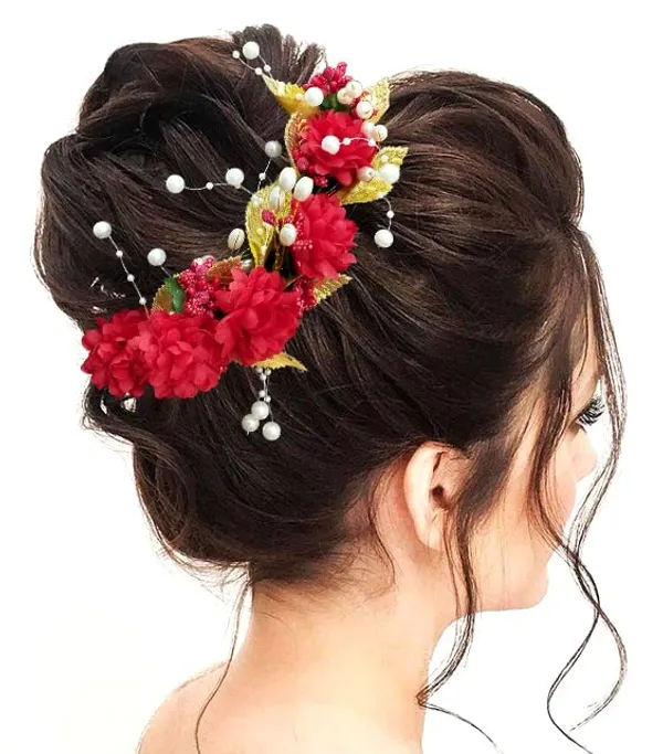 Red_Artificial_Flower_Hair_Vein,_Fancy_Bridal_Hair_Pin_For_Women_&_Girls