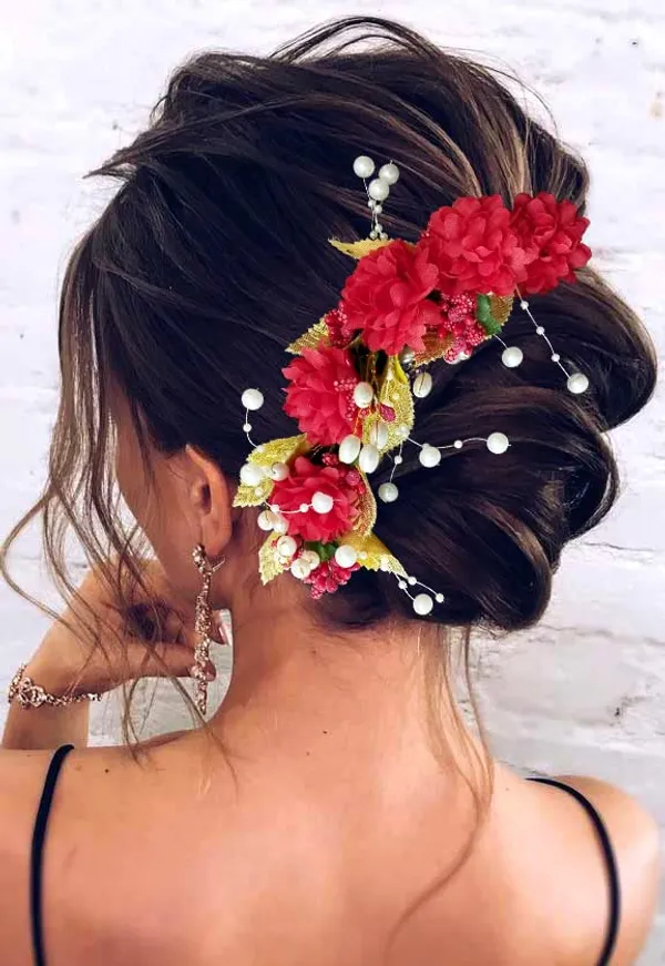 Red_Artificial_Flower_Hair_Vein,_Fancy_Bridal_Hair_Pin_For_Women_&_Girls
