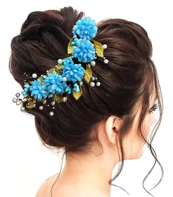 Sky_Blue_Artificial_Flower_Hair_Vein,_Fancy_Bridal_Hair_Pin_For_Women_&_Girls