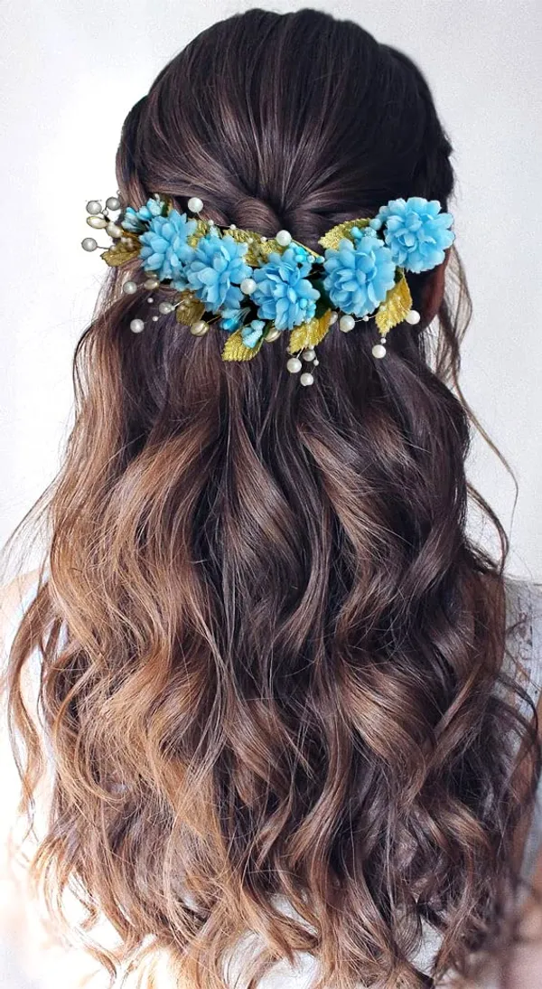 Sky_Blue_Artificial_Flower_Hair_Vein,_Fancy_Bridal_Hair_Pin_For_Women_&_Girls