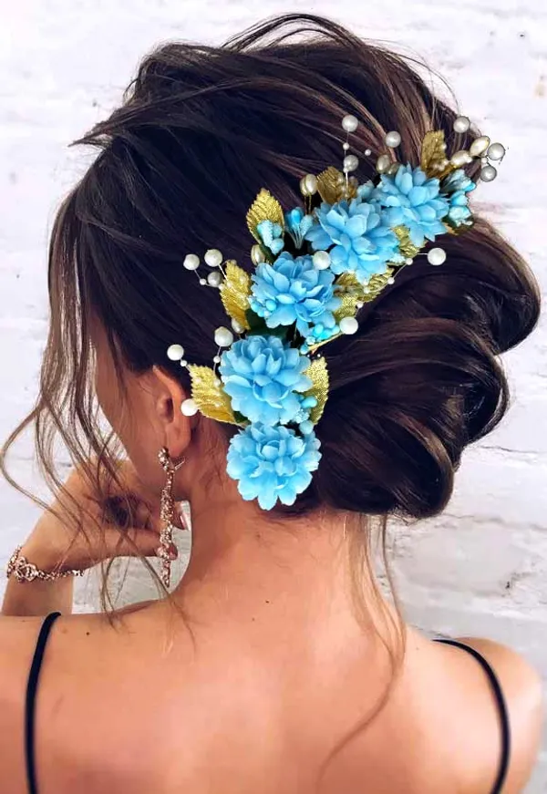 Sky_Blue_Artificial_Flower_Hair_Vein,_Fancy_Bridal_Hair_Pin_For_Women_&_Girls