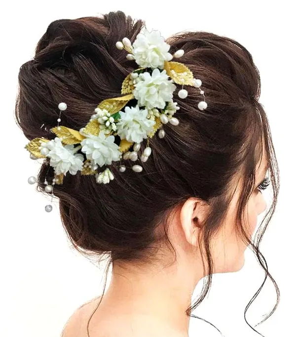 White_Artificial_Flower_Hair_Vein,_Fancy_Bridal_Hair_Pin_For_Women_&_Girls