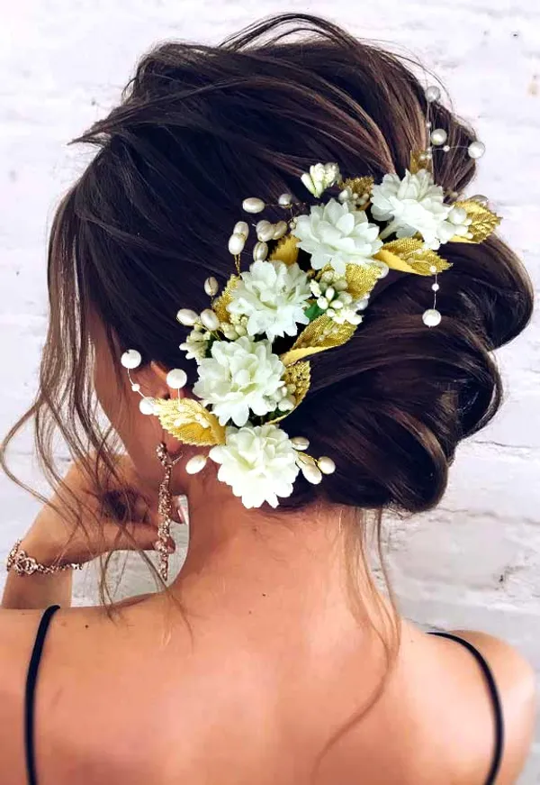 White_Artificial_Flower_Hair_Vein,_Fancy_Bridal_Hair_Pin_For_Women_&_Girls