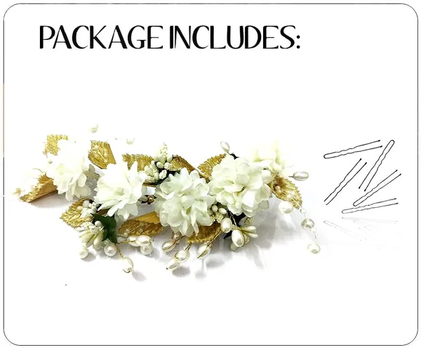 White_Artificial_Flower_Hair_Vein,_Fancy_Bridal_Hair_Pin_For_Women_&_Girls