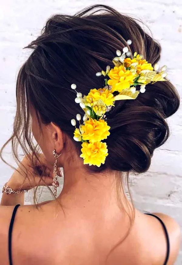 Yellow_Artificial_Flower_Hair_Vein,_Fancy_Bridal_Hair_Pin_For_Women_&_Girls