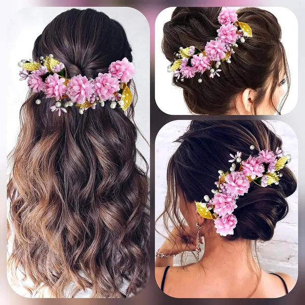 Baby_Pink_Artificial_Flower_Hair_Vein,_Fancy_Bridal_Hair_Pin_For_Women_&_Girls