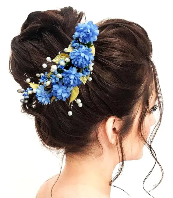 Blue_Artificial_Flower_Hair_Vein,_Fancy_Bridal_Hair_Pin_For_Women_&_Girls