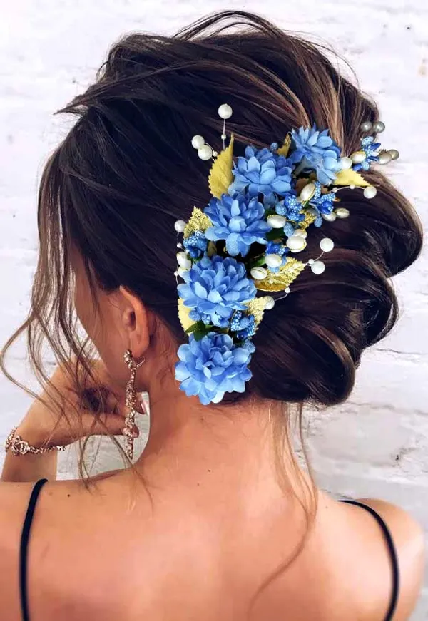 Blue_Artificial_Flower_Hair_Vein,_Fancy_Bridal_Hair_Pin_For_Women_&_Girls