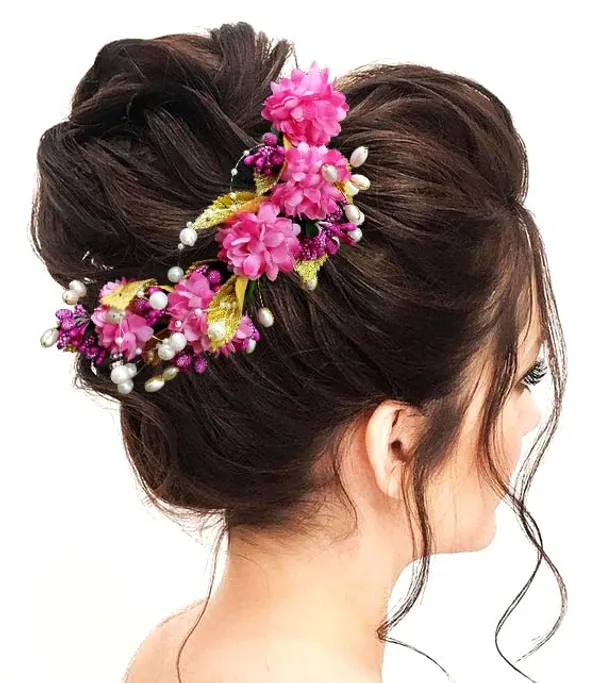 Dark_Pink_Artificial_Flower_Hair_Vein,_Fancy_Bridal_Hair_Pin_For_Women_&_Girls