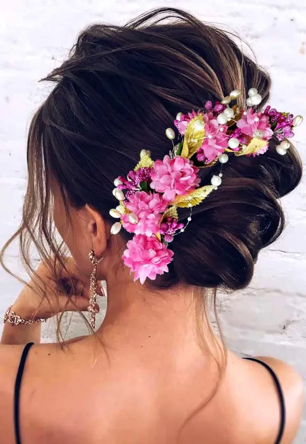 Dark_Pink_Artificial_Flower_Hair_Vein,_Fancy_Bridal_Hair_Pin_For_Women_&_Girls