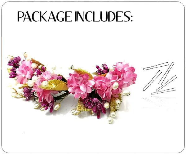 Dark_Pink_Artificial_Flower_Hair_Vein,_Fancy_Bridal_Hair_Pin_For_Women_&_Girls
