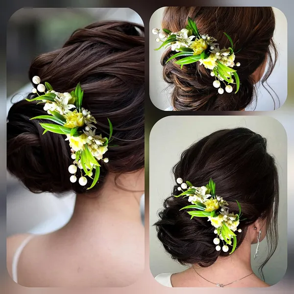 Yellow_Artificial_Flower_With_Pearl_Comb_Slide_Side_Juda_Pin_For_Women_&_Girls_(14_X_8_X_1_Cm)