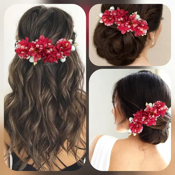 Red_Artificial_Beautiful_Flower_Comb_Slide_|_Bridal_Hair_Barrette_Ties,_Hairpins_For_Women_&_Girls