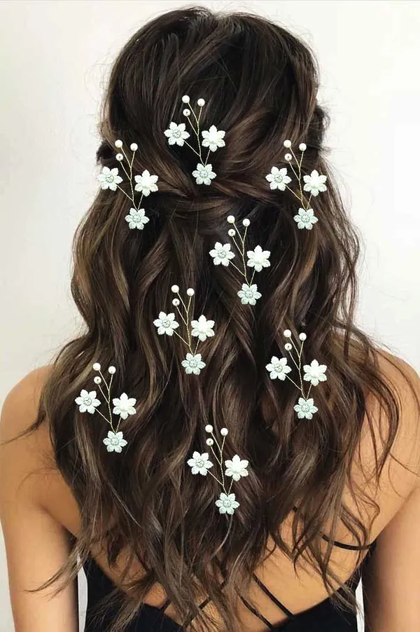 Pack_of_8_Silver_Artificial_Flower_With_Pearl_Hair_Pin_Accessories_For_Women_40_X_20_X_10_Mm