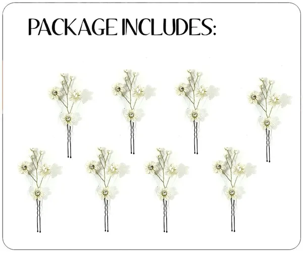 Pack_of_8_Silver_Artificial_Flower_With_Pearl_Hair_Pin_Accessories_For_Women_40_X_20_X_10_Mm