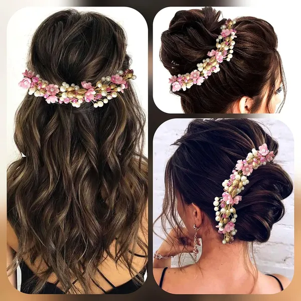 Baby_Pink_Artificial_Small_Rose_With_Metals_And_Pearls_Hair_Vein_Accessories_For_Women_&_Girls