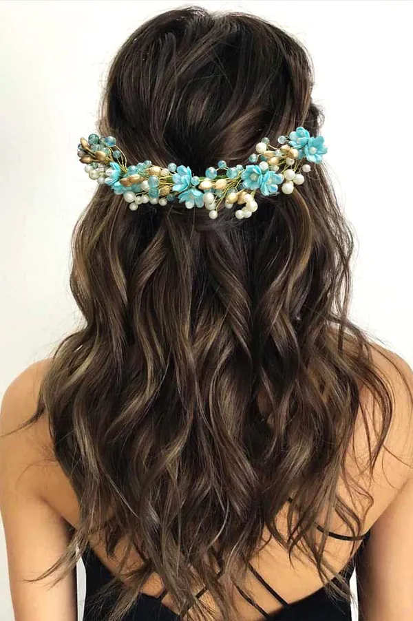 Blue_Artificial_Small_Rose_With_Metals_And_Pearls_Hair_Vein_Accessories_For_Women_&_Girls