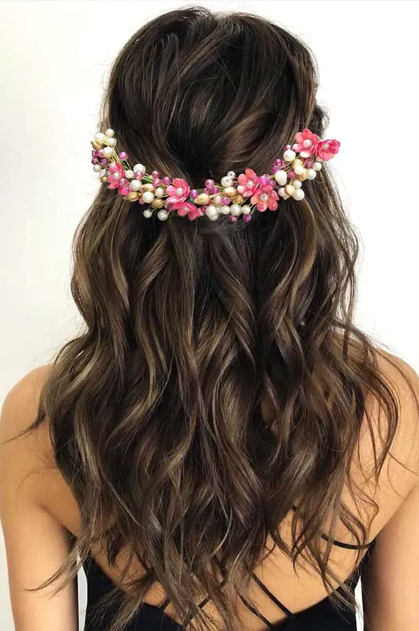Dark_Pink_Artificial_Small_Rose_With_Metals_And_Pearls_Hair_Vein_Accessories_For_Women_&_Girls
