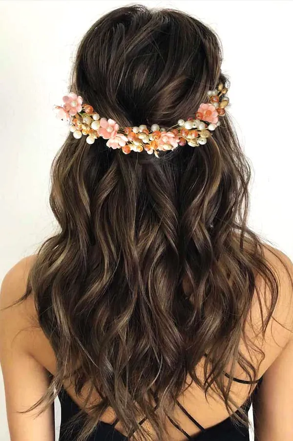 Peach_Artificial_Small_Rose_With_Metals_And_Pearls_Hair_Vein_Accessories_For_Women_&_Girls