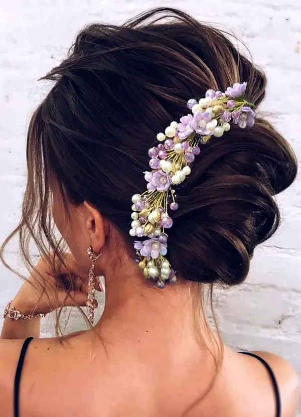 Purple_Artificial_Small_Rose_With_Metals_And_Pearls_Hair_Vein_Accessories_For_Women_&_Girls