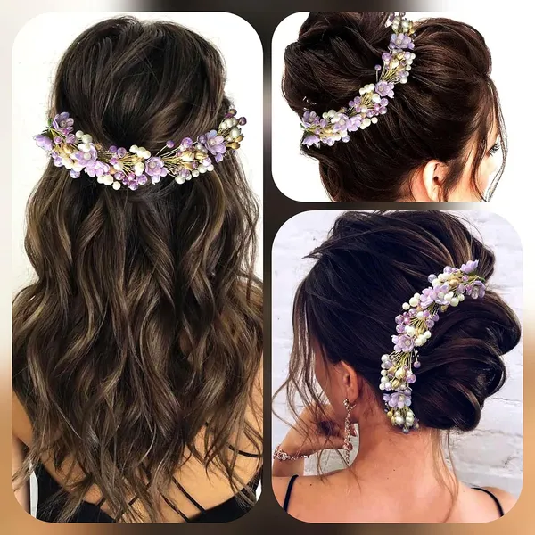 Purple_Artificial_Small_Rose_With_Metals_And_Pearls_Hair_Vein_Accessories_For_Women_&_Girls