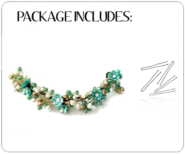 Rama_Green_Artificial_Small_Rose_With_Metals_And_Pearls_Hair_Vein_Accessories_For_Women_&_Girls