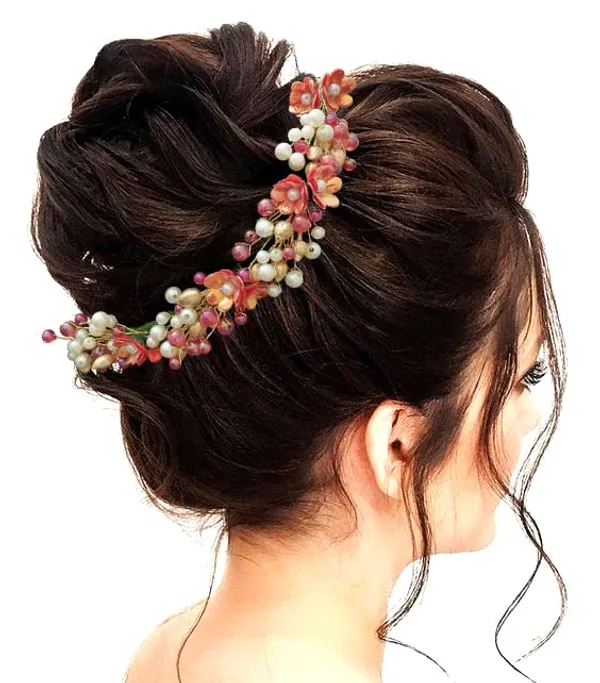 Red_Artificial_Small_Rose_With_Metals_And_Pearls_Hair_Vein_Accessories_For_Women_&_Girls