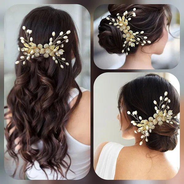 Golden_Artificial_Metal_Flower_With_Leaves,_Stones,_And_Peals_Bridal_Comb_Slide_Hair_Accessories