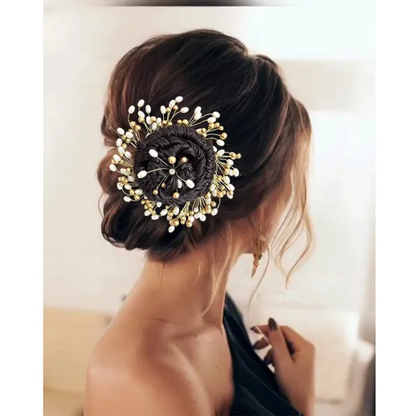Golden_Artificial_Stones_And_Pearls_Hair_Clip_Accessories_For_Women_&_Girls