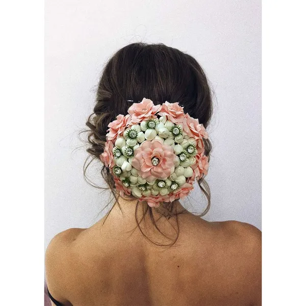 Peach_Artificial_Butterfly_Style_Designed_With_Stones_And_Pearls_Bridal_Hair_Claw_Accessories_For_Women_&_Girls