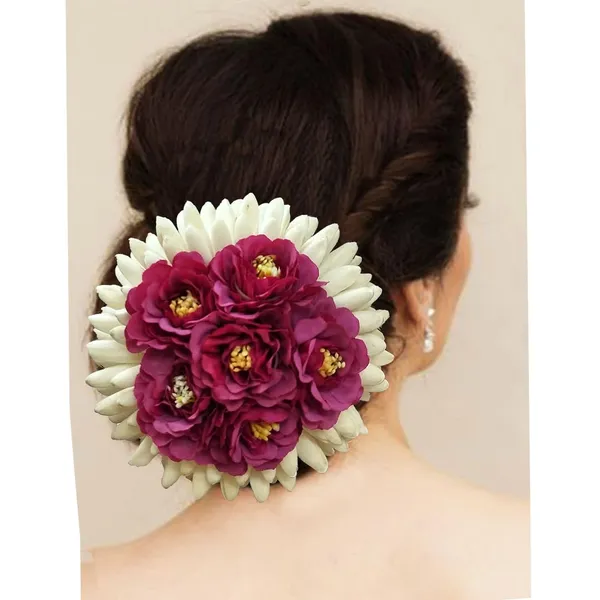 Dark_Pink_Artificial_Plastic_Rounded_Rose_Flower_Design_Hair_Pin_Accessories_For_Women_&_Girls_(14_X_8_X_1_Cm)