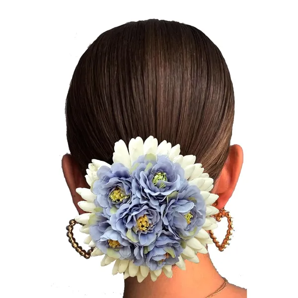 Grey_Artificial_Plastic_Rounded_Rose_Flower_Design_Hair_Pin_Accessories_For_Women_&_Girls_(14_X_8_X_1_Cm)