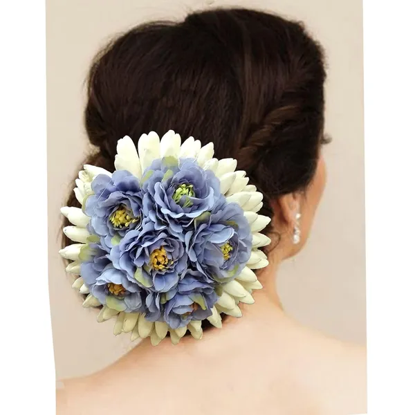 Grey_Artificial_Plastic_Rounded_Rose_Flower_Design_Hair_Pin_Accessories_For_Women_&_Girls_(14_X_8_X_1_Cm)