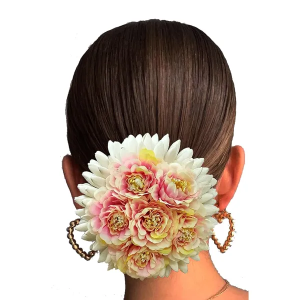 Peach_Artificial_Plastic_Rounded_Rose_Flower_Design_Hair_Pin_Accessories_For_Women_&_Girls_(14_X_8_X_1_Cm)