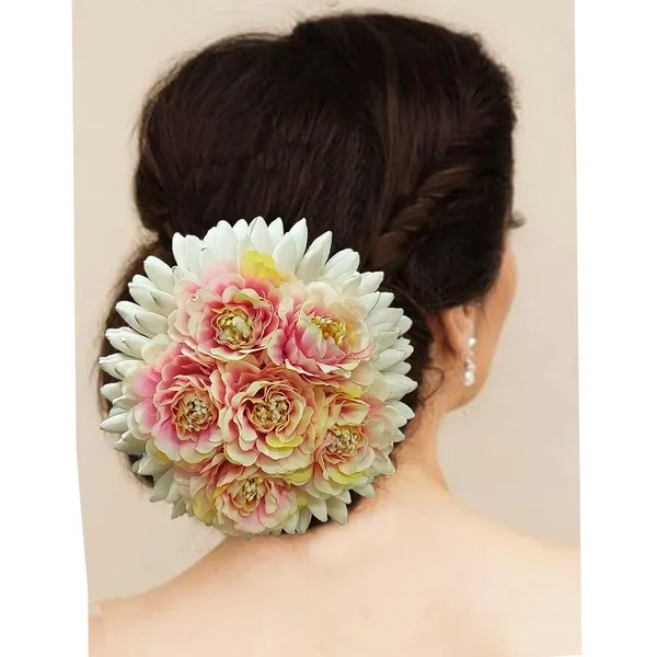Peach_Artificial_Plastic_Rounded_Rose_Flower_Design_Hair_Pin_Accessories_For_Women_&_Girls_(14_X_8_X_1_Cm)
