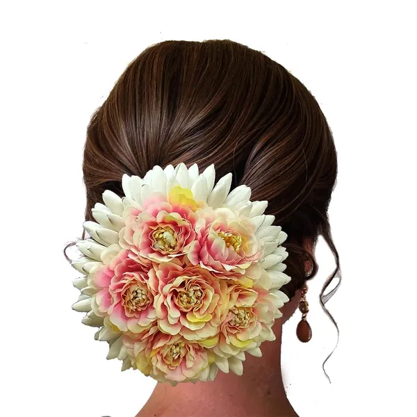 Peach_Artificial_Plastic_Rounded_Rose_Flower_Design_Hair_Pin_Accessories_For_Women_&_Girls_(14_X_8_X_1_Cm)
