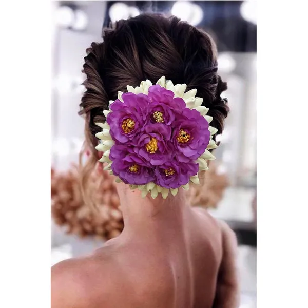Purple_Artificial_Plastic_Rounded_Rose_Flower_Design_Hair_Pin_Accessories_For_Women_&_Girls_(14_X_8_X_1_Cm)