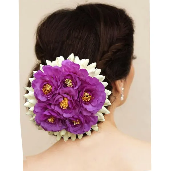 Purple_Artificial_Plastic_Rounded_Rose_Flower_Design_Hair_Pin_Accessories_For_Women_&_Girls_(14_X_8_X_1_Cm)