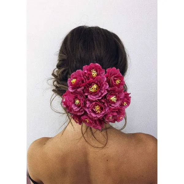 Dark_Pink_Artificial_Dalhia_Flower_Rounded_Juda_Designed_Bridal_Hair_Claw_Accessories_For_Women_&_Girls
