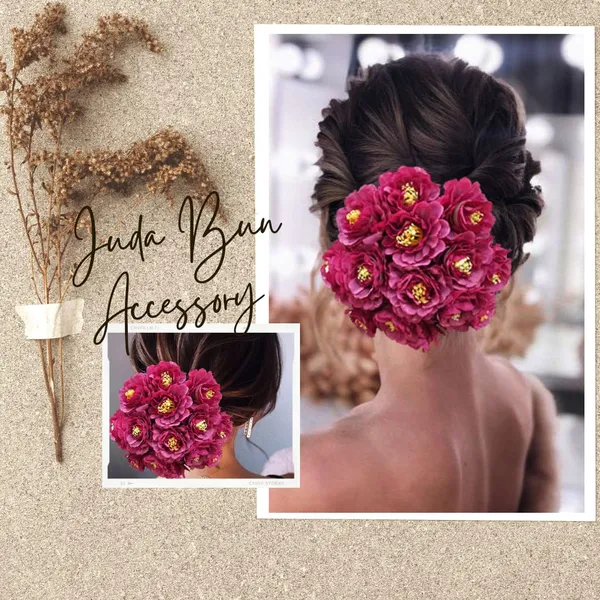 Dark_Pink_Artificial_Dalhia_Flower_Rounded_Juda_Designed_Bridal_Hair_Claw_Accessories_For_Women_&_Girls