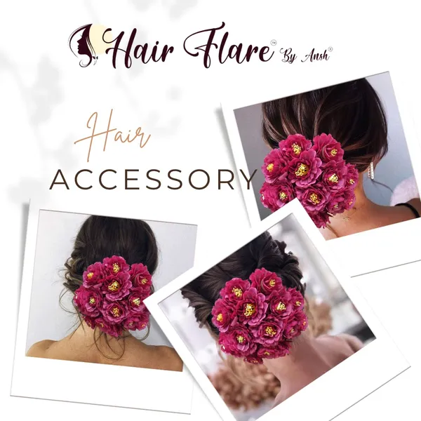 Dark_Pink_Artificial_Dalhia_Flower_Rounded_Juda_Designed_Bridal_Hair_Claw_Accessories_For_Women_&_Girls