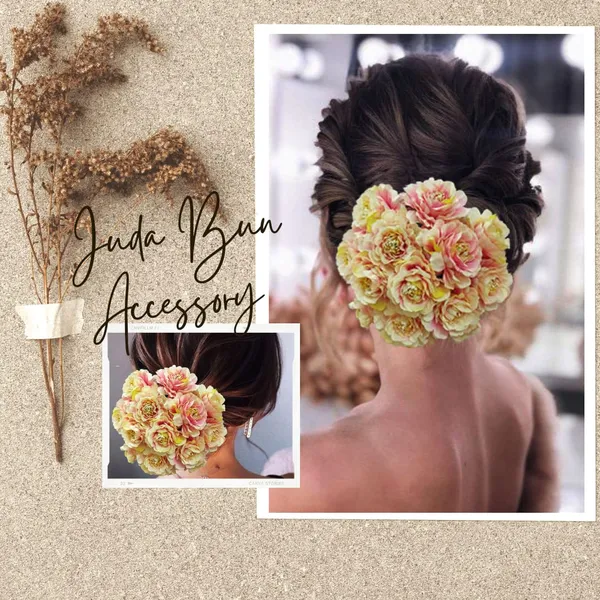 Peach_Artificial_Dalhia_Flower_Rounded_Juda_Designed_Bridal_Hair_Claw_Accessories_For_Women_&_Girls