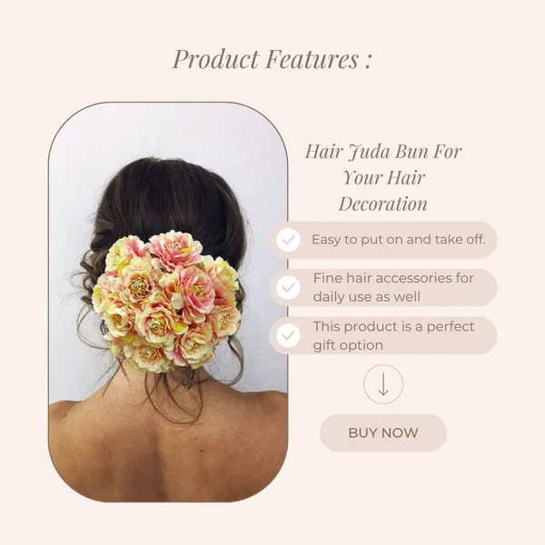 Peach_Artificial_Dalhia_Flower_Rounded_Juda_Designed_Bridal_Hair_Claw_Accessories_For_Women_&_Girls