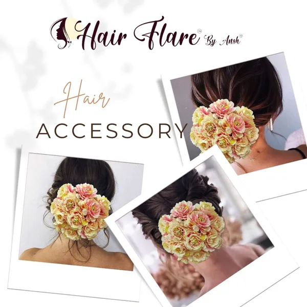 Peach_Artificial_Dalhia_Flower_Rounded_Juda_Designed_Bridal_Hair_Claw_Accessories_For_Women_&_Girls